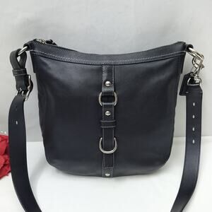 Coach Black Leather Zipper Closure Crossbody Bag
